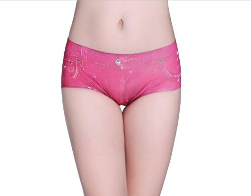 MINKANAK Women's Jeans Printed Seamless Underwear Hipster Red