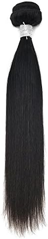QUTIES HAIR Brazilian Remy Hair Straight Hair Bundles 100% Human Hair Brazilian Virgin Hair Hand Tied Weft One Bundle 100G Natural Color (10 inch)