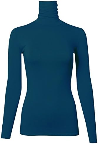 PINMUSE Women's Long Sleeve Turle Neck Top Sweater Made In USA Teal L