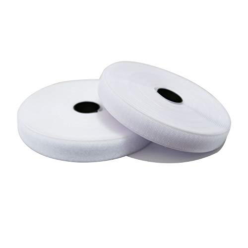 Vkey 25mm(1") Width 10 Meters Sew-On Hook and Loop Fastener Tape Nylon Strips Fabric Non-Adhesive Back White