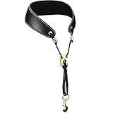 Facmogu Black Leather Sax Neck Strap, Premium Neck