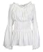 Charmian Women's Long Sleeve Off Shoulder Lace Trim Blouse Tops White XX-Large