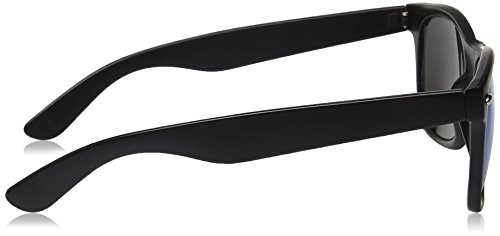 zeroUV ZV-8025-04 Retro Matte Black Horned Rim Flash Colored Lens Sunglasses, Black/Blue, 58mm