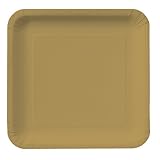 Creative Converting Touch of Color 18 Count Square Paper Lunch Plates, Glittering Gold