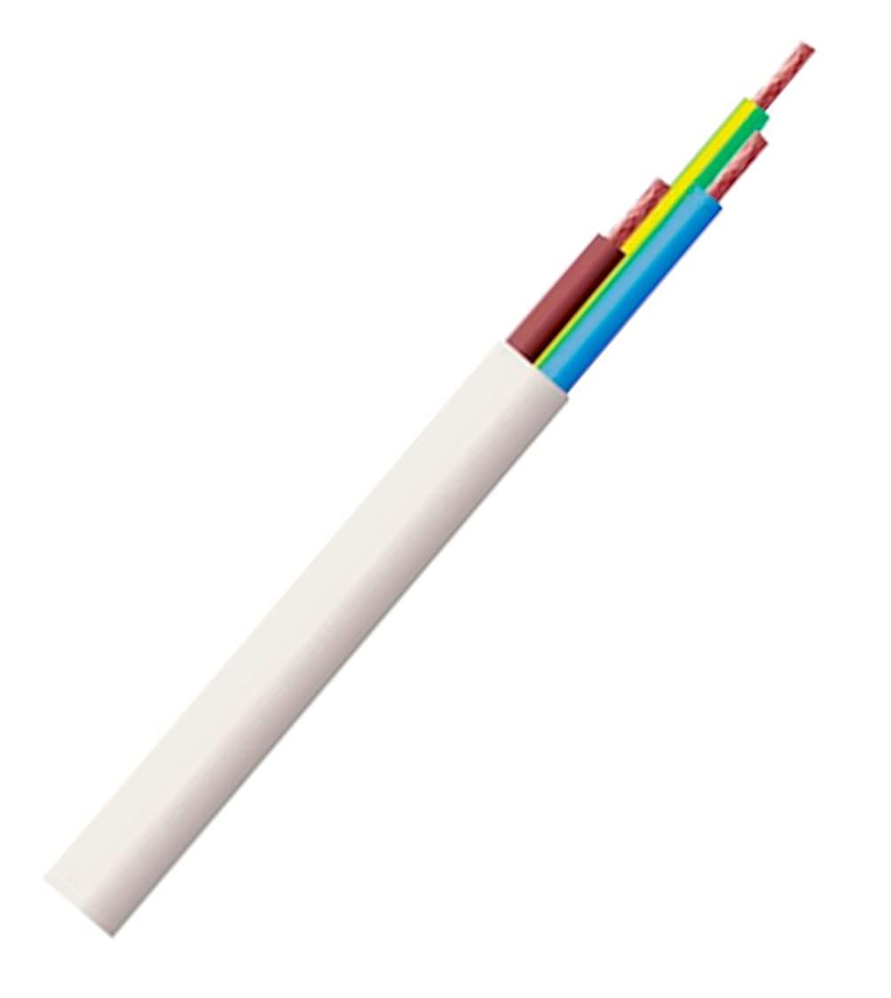 Merriway BH01455 3-Core Round Flex Cable, 2183Y 0.75mm White, 5 Metres (16.5 feet)