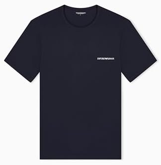 Pacote de 2 t-shirts de algodão puro com gola redonda para homens, cor azul, tamanho M
