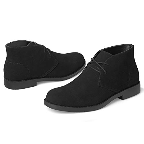 Suede Chukka Boots for Men-Lace Up Desert Boots Ankle Casual Boots Stylish Street Walking Shoes Black 13 - Thumbnail 5