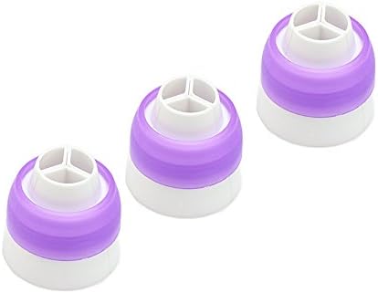 Russian Piping Tip Couplers, YFShine 3-Pack Tri-Color Icing Piping Bag Nozzle Converter Coupler Cake Decorating Tool for Bakeware Cupcake Fondant Cookie Cutters Cream