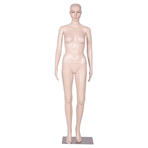 Giantex Plastic Female Mannequin Realistic Head Turns Dress Form Display Full w/ Base