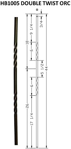 Hollow Metal Stair Baluster Spindle Double Twist 1/2" X 44" (Box of 10) (Oil Rubbed Copper)