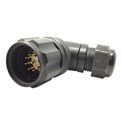 CEEP 920829AE00PB00 Circular Connector, Angled Plug, 29AE Insulator, Male, 9-14mm Adjustable Cable Gland, Nickel Finish