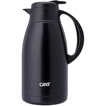 GiNT Stainless Steel Thermal Coffee Carafe, Double Walled Vacuum Water and Beverage Dispenser, 12 Hour Heat Retention, 65 OZ /1.9 Liter Black