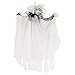 Halloween Haunters Animated Hanging Jumping Moving Forward Ghost Skeleton Bride Skull Reaper Prop Decoration - 3 Cackle Sound Phrases, LED Light Up Eyes, 3 Feet, Haunted House Graveyard Party Entryway