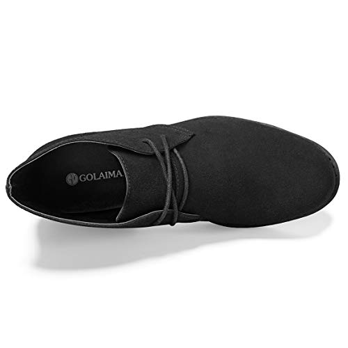 Suede Chukka Boots for Men-Lace Up Desert Boots Ankle Casual Boots Stylish Street Walking Shoes Black 13 - Thumbnail 3