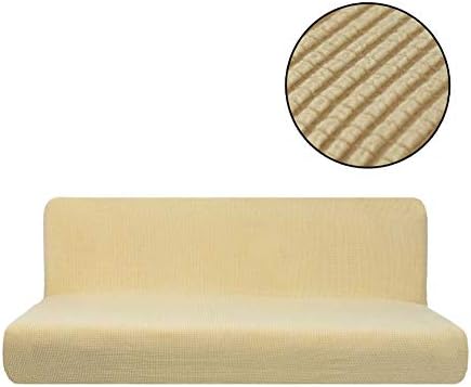 Redsun Futon Slipcover, Armless Sofa Cover Stretch Sofa Bed Slipcover Protector Elastic Spandex Folding Couch Sofa Shield Futon Cover -Yellow 59-75in