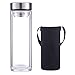 sunkey 32 oz Large Glass Tea Tumbler Travel Mug with Neoprene Sleeve Stainless Strainer - Leak Proof