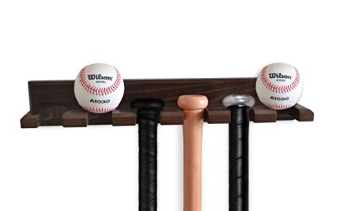 Teslyar Baseball Bat Rack Holder Display Wall Mount Ash Wood Baseball Softball Bat Rack Hardware Included Hidden Screws Vertical Display Black - Thumbnail 7