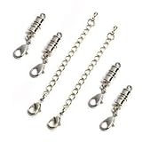 Bluecell pack of 4 Silver Color Tone Magnetic Lobster Clasp and 2 Pcs Chain Extender for Jewelry Necklace Bracelet