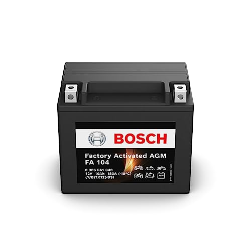 Bosch FA104 - AGM-Motorradbatterie - 12V 180A 10Ah - Geeignet für Motorräder, Motorräder, Enduros, Roller, Quads, Jetskis - Kompatibel M6014, BTX12-BS, BTX12