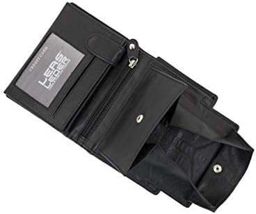 Leather Boxed Style Wallet with Big Coin Compartment and Secret Bill Pocket, Black - Special Edition