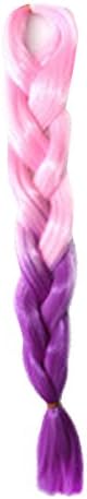 Yewig 100g Synthetic Ombre Kanekalon Braid Twist Braiding Hair Extensions Pink- light purple