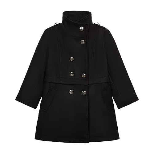 Jessica Simpson Girls' Lightweight Double Breasted Dress Coat, Black, 5