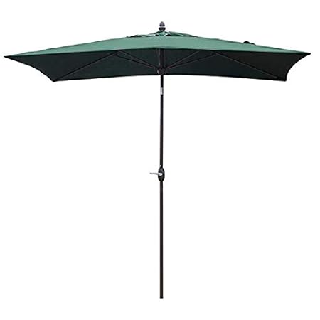 SORARA Sonnenschirm Parasol | Grün | 300 x 200 cm (3 x 2 m) | Rechteckig Porto | Polyester 180 g/m² (UV 50+)| Kurbel & Pendel
