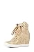 Top Moda Eric-9 Women's High Top Lace Up Fashion Sneaker Wedge - Gold Nub PU