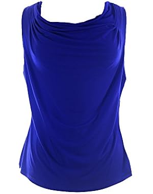Calvin Klein Women's Medium Petite Cowl Neck Tank Blouse Blue PM
