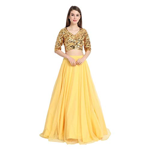 yellow sequin crop top