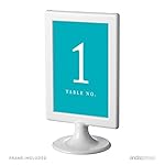 Andaz Press Framed Double-Sided Table Numbers 1-8, Aqua Turquoise, 1-Set, 4x6-inch, Includes Frames