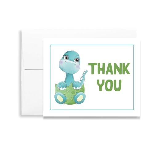 The Invite Lady Dinosaur Baby Shower Thank You Cards Dino Notes Blank Inside With Envelopes (24 Count)
