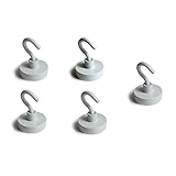 Neo Magnetics Neodymium Magnetic Hooks White, N50 Pack of 5, 1