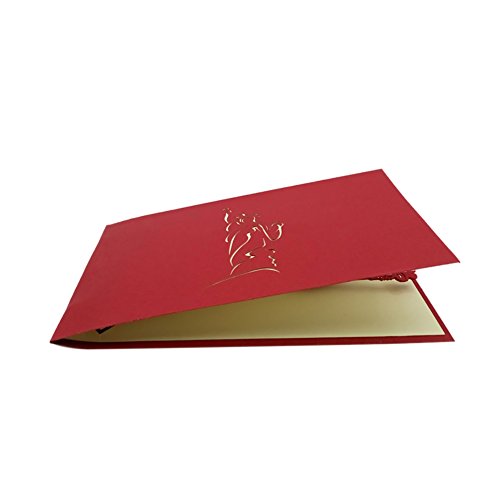 Smartcoco 3D Handmade Greeting Card Postcard Birthday Blessing Christmas Card Red Cover Statue of Liberty - Thumbnail 3
