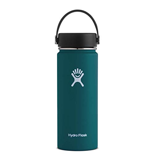 Hydro Flask Water Bottle - Stainless Steel & Vacuum Insulated - Wide Mouth with Leak Proof Flex Cap - 18 oz, Jade
