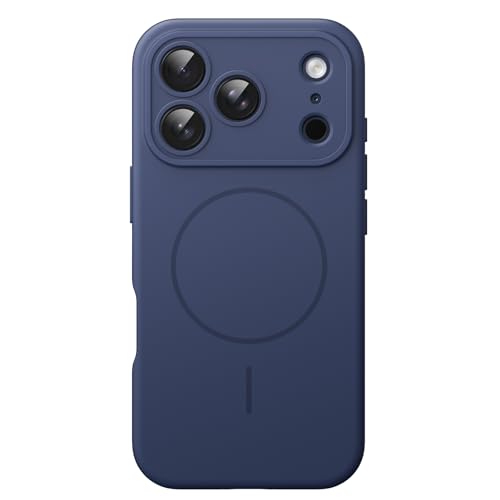 JETech Magnetic Silicone Case for iPhone 17 Pro 6.3-Inch, Compatible with MagSafe, Silky Soft Touch, Shock Absorbing Phone Cover with Camera Lens Protection (Dark Blue)