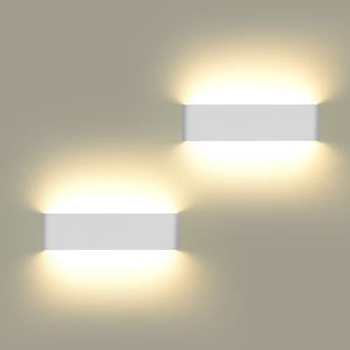ChangM 12W Wall Light LED Indoor 2 Pack Wall Lamp More Bright Modern Wall Lighting Perfect for Bedroom, Living Room, Stairs and Bathroom Light, Warm White