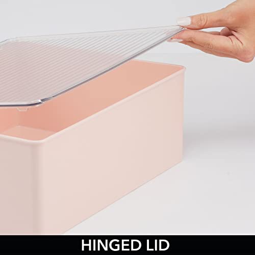 mDesign Plastic Bathroom Storage Organizer Box with Hinge Lid for