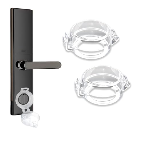 2 Pack Deadbolt Child Safety Lock Cover - Child Proof Deadbolt Cover & Door Knob Protector, Deadbolt Lock Cover for Kids, Prevents Accidental Locking (Fits Standard Locks) (Transparent)