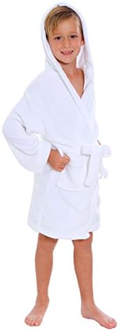 Warm Winter Kids Solid Cozy Hooded Bathrobe Bath Towel Terry Wrap Sleepwear