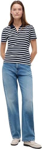 Polo Manches Courtes Femme 1985 Slim Pique Slim Fit, Multicolore (Dark Night Navy/Ecru STP), S