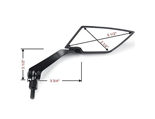 HTT Motorcycle Black Diamond Blade Style Rearview Mirrors 8mm 10mm Fit All Motorcycle Standard Naked Street Bike with Standard Metric Screws 7/8" handlebar Honda CB1000R Shadow Valkyrie