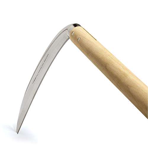 Nisaku NJP130 MIkadukigama Grass and Weeding Sickle, Japanese 7 Curved Blade, 14.25-Inch Polished Hardwood, Stainless Steel/Wood Handle - Thumbnail 4