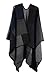 VamJump Women Color Block Wrap Shawl Oversized Blanket Poncho One Size Black