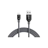 Anker PowerLine+ Lightning Cable (6ft) Durable and Fast Charging Cable [Double Braided Nylon] for iPhone X / 8 / 8 Plus / 7 / 7 Plus / 6 / 6 Plus / 5s / iPad and More(Gray)