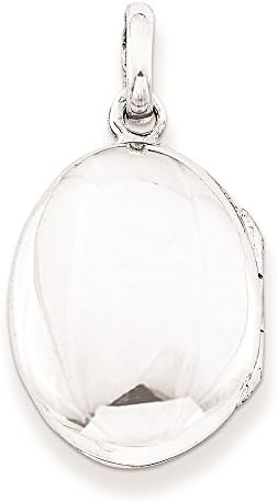 925 Sterling Silver Polished Plain Oval Shaped Locket Charm Pendant (Holds 2 Photos)