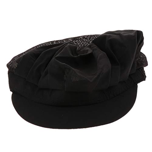 Flameer 5Pcs Black Half Mesh Chef Waiter Cap Restaurant Kitchen Workshop Hair Net Cooling Reusable Bouffant Adjustable Food Service Hair Hat Protective