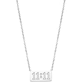 HIJONES Women's Stainless Steel 11 11 Angel Number Necklace Dainty Bar Pendant Necklace Choker Chain Numerology Jewelry