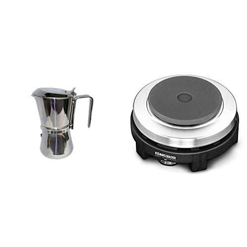 Giannini | 103 Kaffekocher Italien, Espressokocher Induktion 6 Tassen Edelstahl & ROMMELSBACHER Reisekochplatte RK 501…