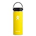 Hydro Flask Water Bottle - Stainless Steel & Vacuum Insulated - Wide Mouth 1.0 with Leak Proof Flex Cap - 18 oz, Lemon